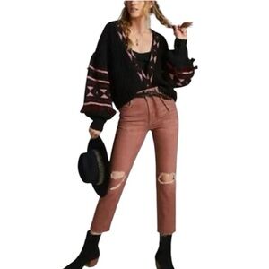 Anthropologie Pilcro Mauve The Vintage Straight Distressed Jeans Size 27‎